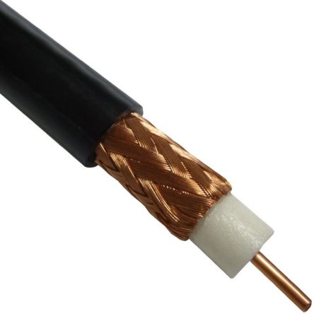 8213 010500 | Belden Black RG11/U Coaxial Cable 75 Ω 10.29mm OD  Polyethylene PE Sheath 152m | RS Components